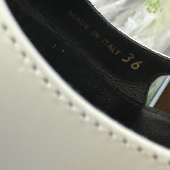 Prada White and Black Colorblock Kitten Heel Slingback Pump | Size 36 - Picture 8 of 8